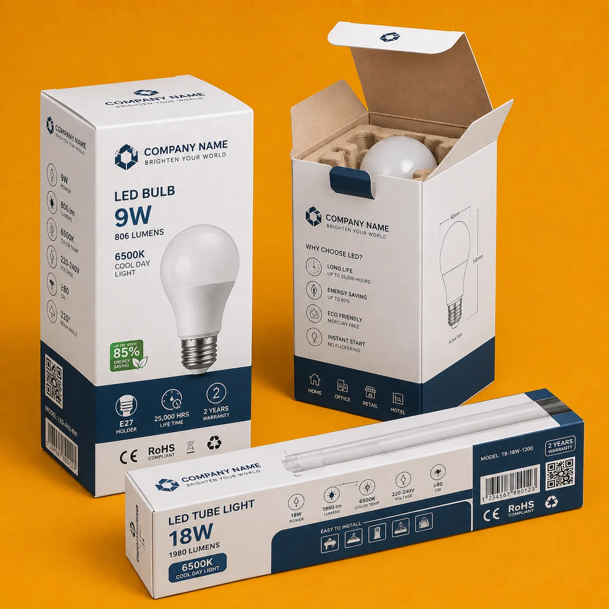 LED Bulb Boxes manufactured by Himalaya Packaging in Ahmedabad