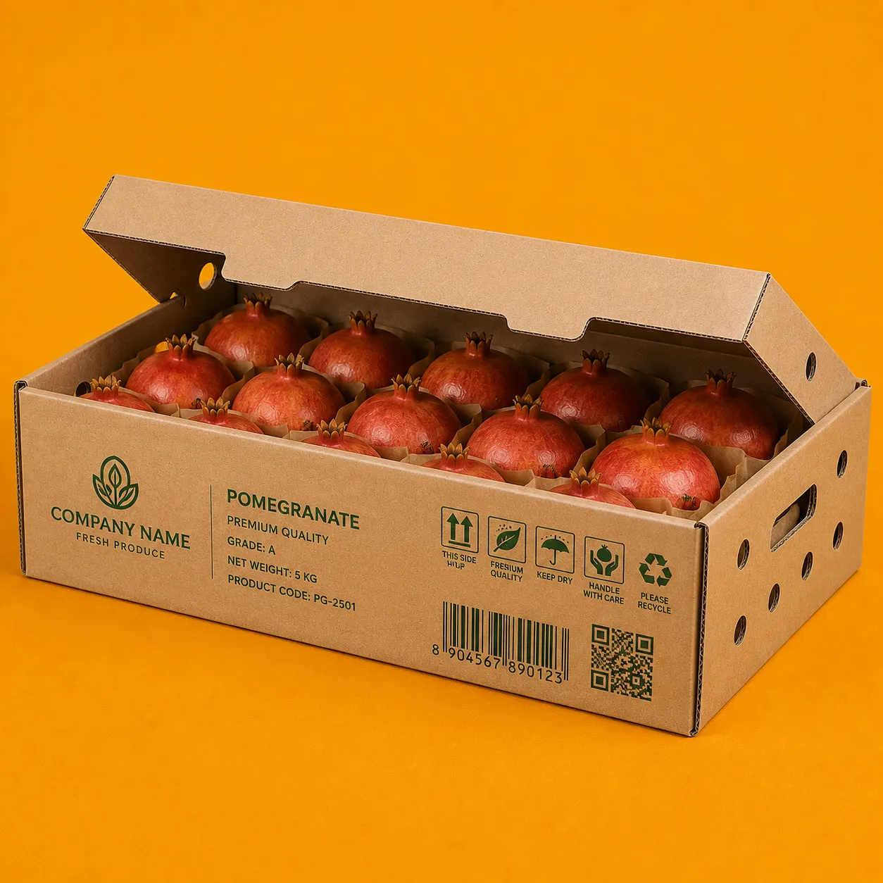 Rectangular Pomegranate Packaging Box manufactured by Himalaya Packaging in Ahmedabad