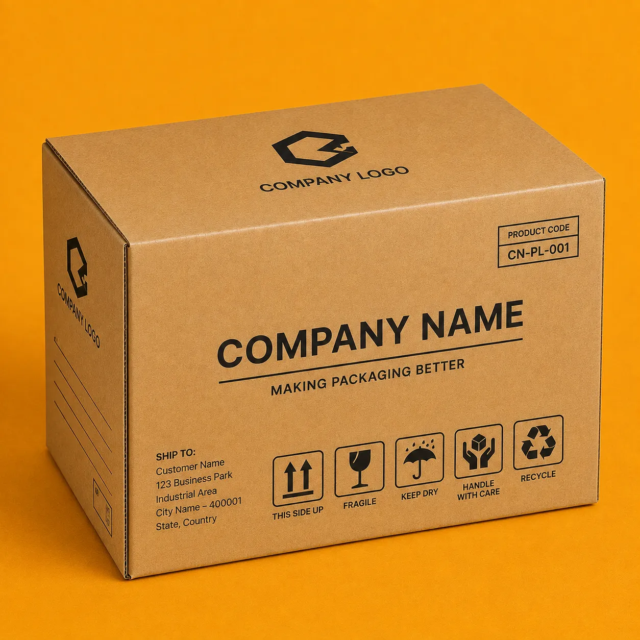 Single colour printed corrugated box made in Ahmedabad